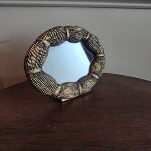 Vtg Hollywood Regency Mirror Gold Gilt Dresser Tabletop Scalloped Small Ornate